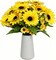 Spring Tabletop Decor – Artificial Sunflower Table Centerpiece with 6" White Ceramic Vase, 13" Faux Sunflower Arrangement with Small Daisies & Eucalyptus Leaves for Dining Table, Coffee Table & Farmhouse Home Décor